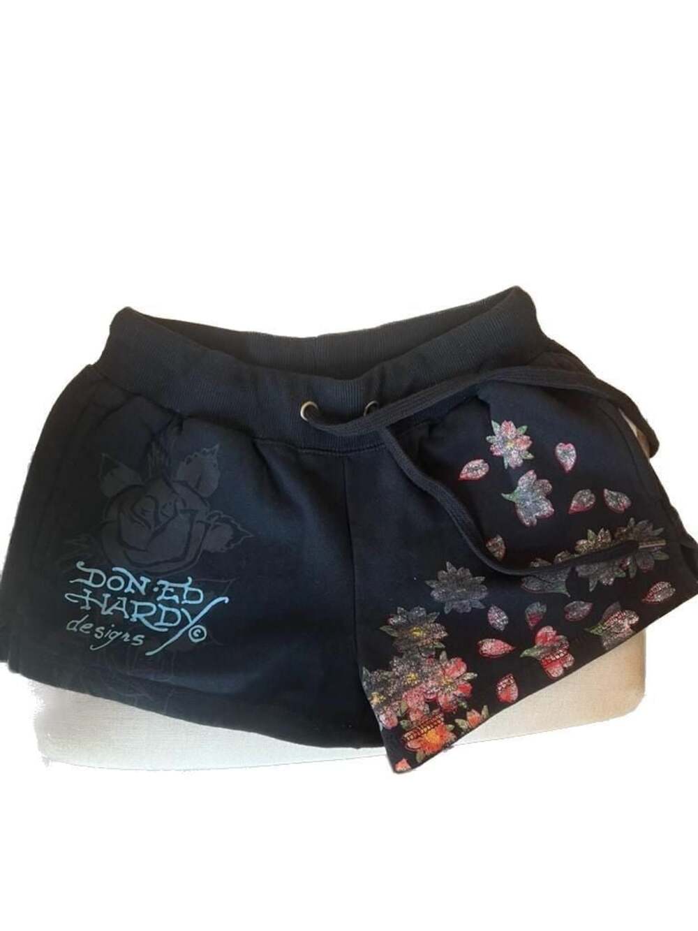 Ed Hardy Phoenix Y2K Black Fleece Sweat Shorts - Picture 2 of 8